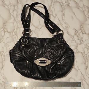 B. Makowsky Black Leather Shoulder Bag